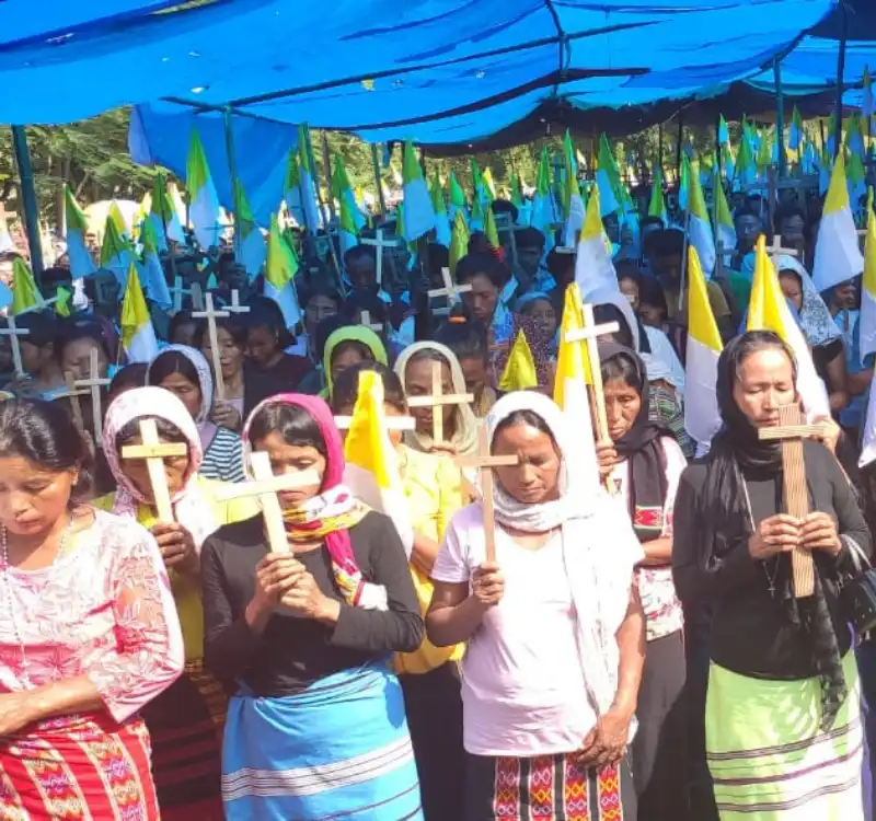 Rosary Rally Conducted for the month of October by Miao Diocese, Arunachal Pradesh